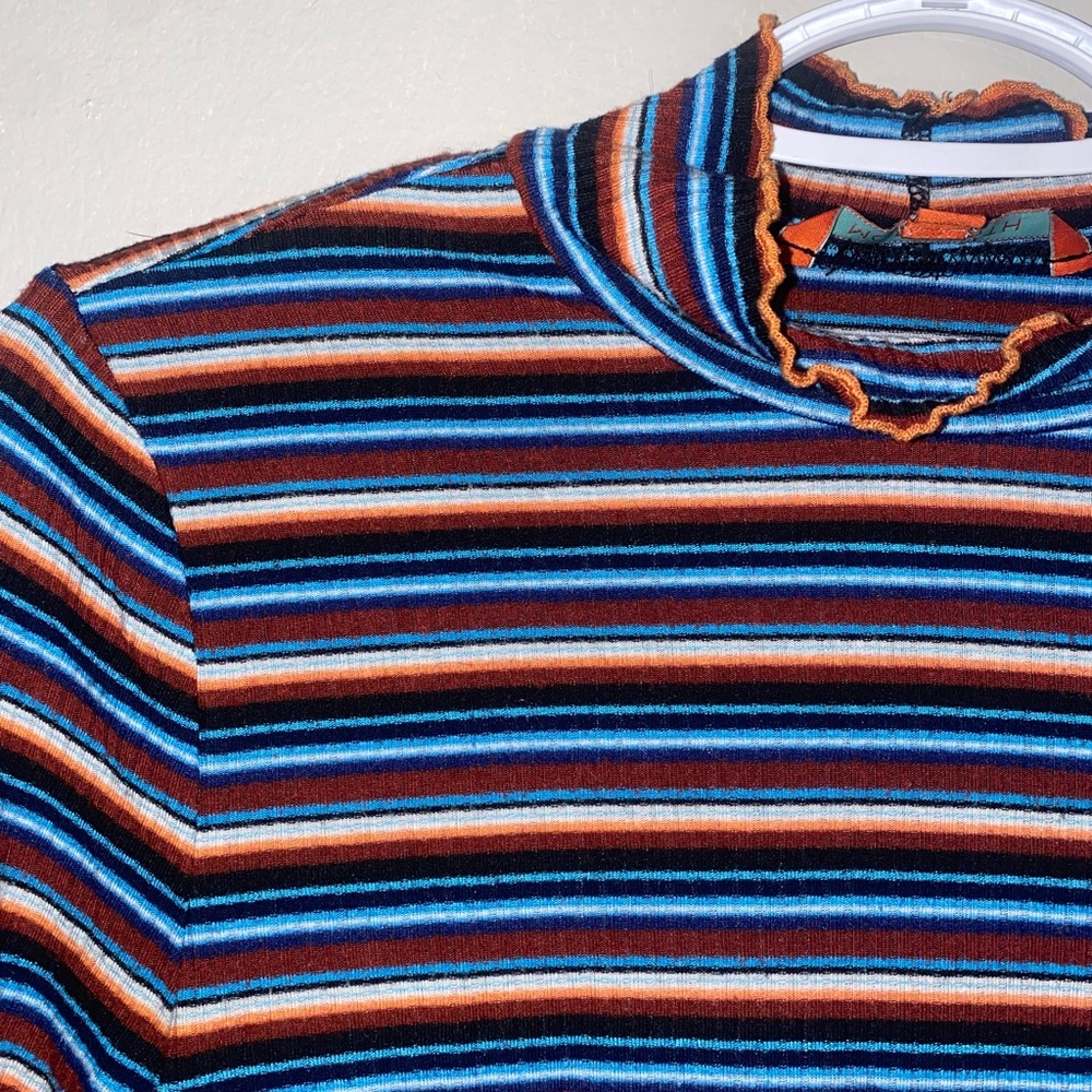Striped long sleeve shirt with mock neck